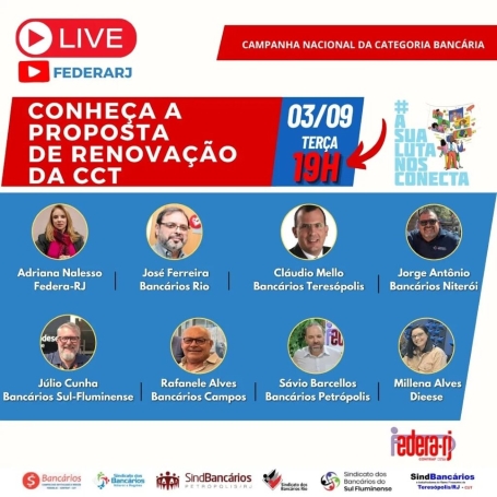 Live: venha conversar sobre as negociações da Campanha Nacional, nesta terça (3), às 19h